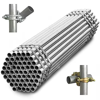 تصویر لوله‌های داربستی ضخیم و سنگین در پروژه ساختمانی